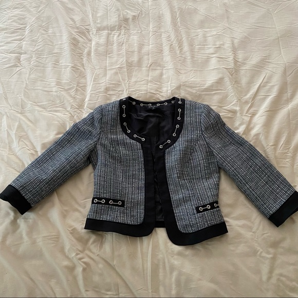Nine West Black & Silver Tweed Blazer With Chain Details